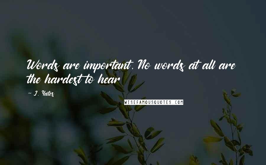 J. Yates Quotes: Words are important. No words at all are the hardest to hear