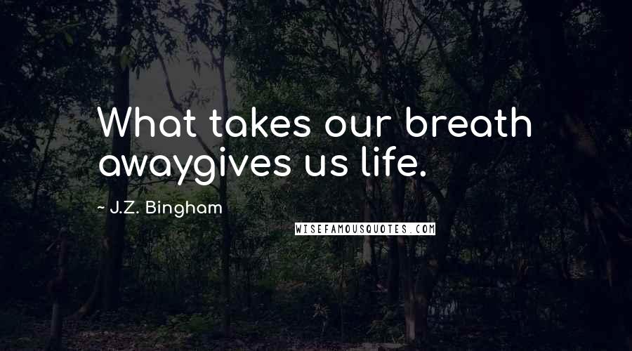 J.Z. Bingham Quotes: What takes our breath awaygives us life.