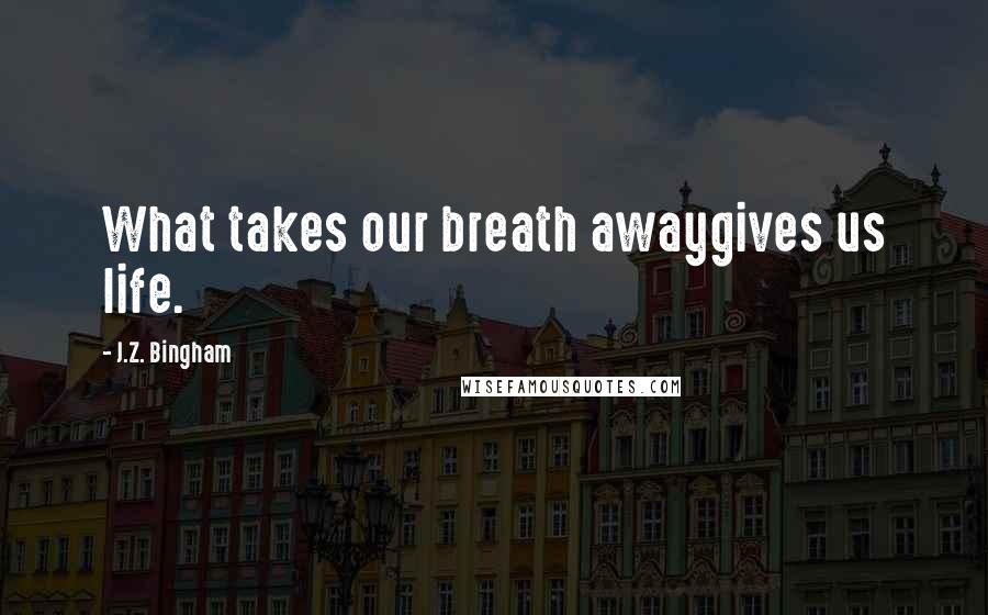 J.Z. Bingham Quotes: What takes our breath awaygives us life.