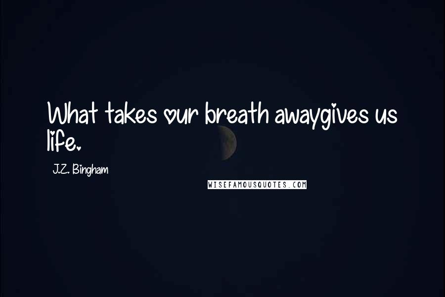 J.Z. Bingham Quotes: What takes our breath awaygives us life.