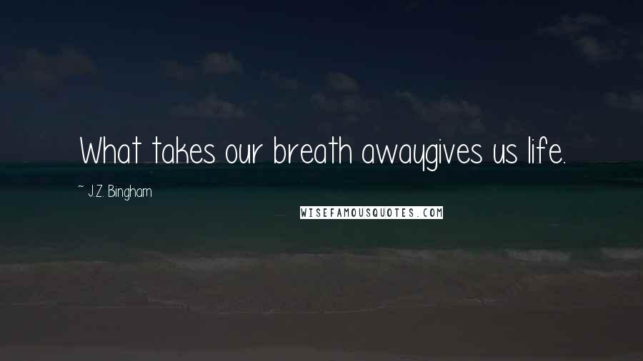 J.Z. Bingham Quotes: What takes our breath awaygives us life.