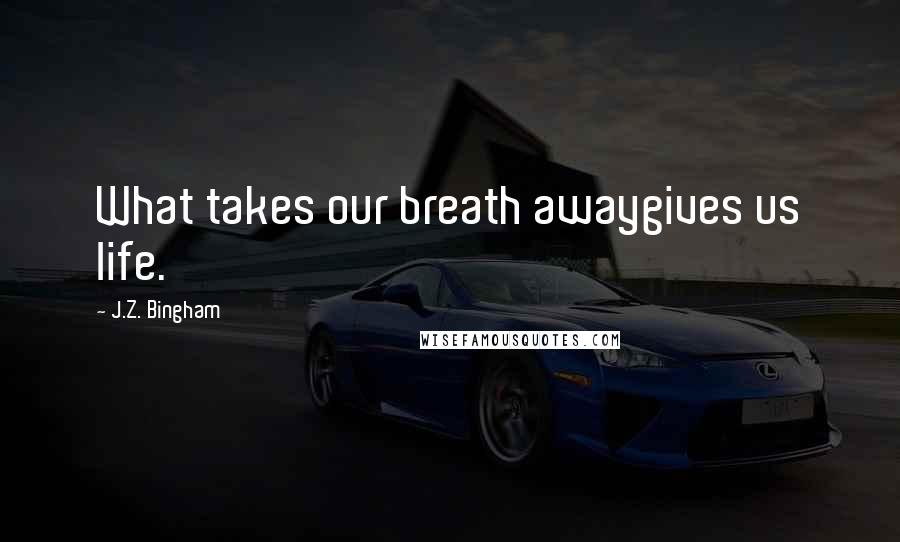 J.Z. Bingham Quotes: What takes our breath awaygives us life.