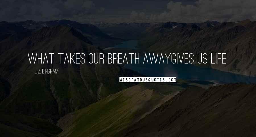 J.Z. Bingham Quotes: What takes our breath awaygives us life.