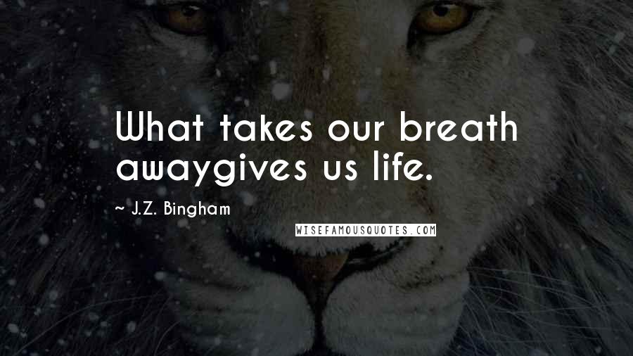 J.Z. Bingham Quotes: What takes our breath awaygives us life.