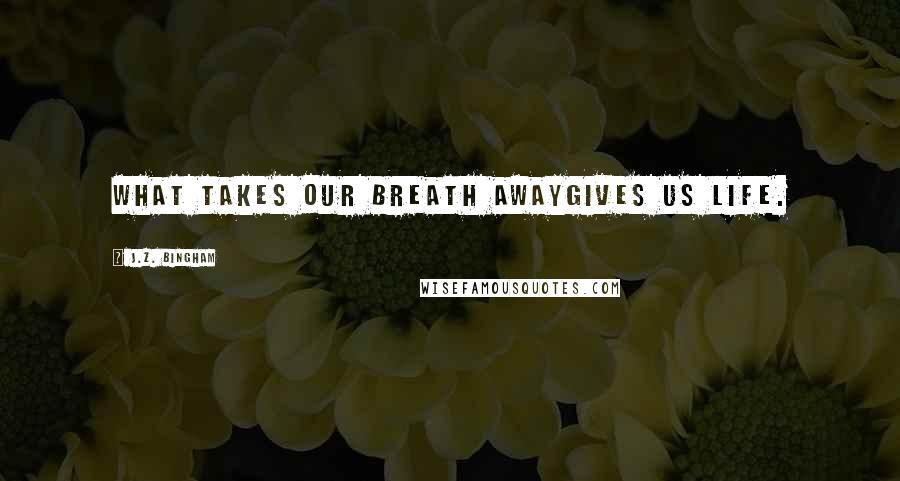 J.Z. Bingham Quotes: What takes our breath awaygives us life.