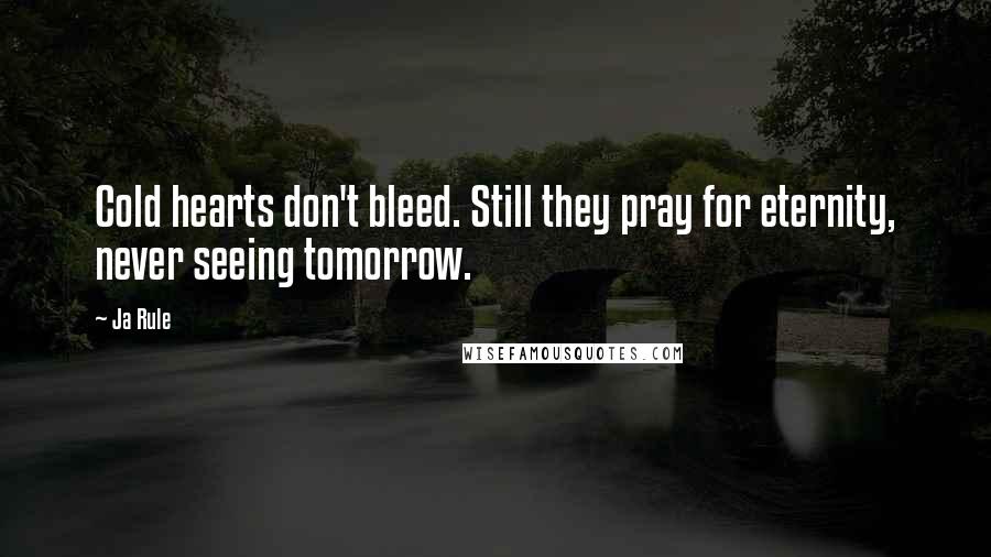 Ja Rule Quotes: Cold hearts don't bleed. Still they pray for eternity, never seeing tomorrow.