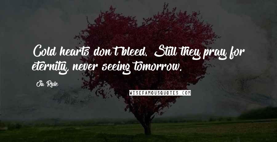 Ja Rule Quotes: Cold hearts don't bleed. Still they pray for eternity, never seeing tomorrow.