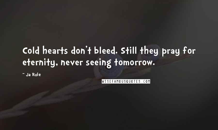 Ja Rule Quotes: Cold hearts don't bleed. Still they pray for eternity, never seeing tomorrow.