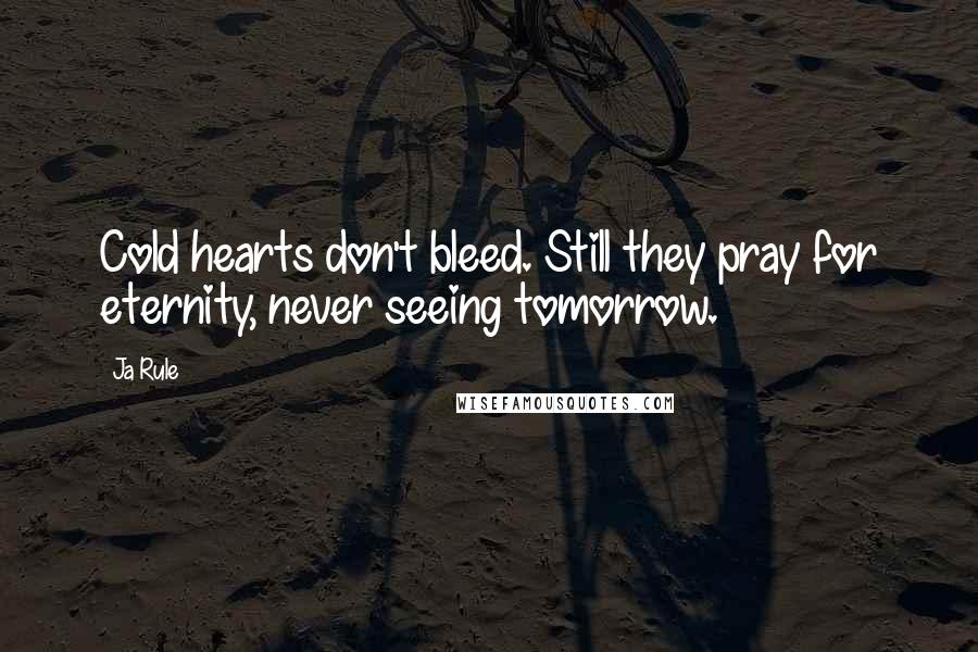 Ja Rule Quotes: Cold hearts don't bleed. Still they pray for eternity, never seeing tomorrow.