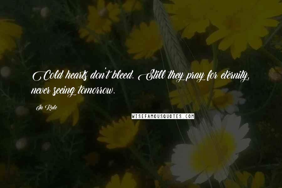 Ja Rule Quotes: Cold hearts don't bleed. Still they pray for eternity, never seeing tomorrow.