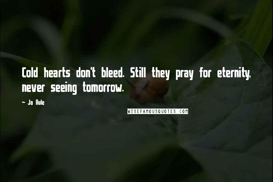 Ja Rule Quotes: Cold hearts don't bleed. Still they pray for eternity, never seeing tomorrow.