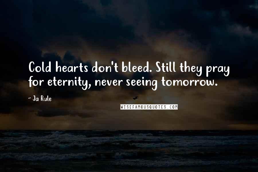 Ja Rule Quotes: Cold hearts don't bleed. Still they pray for eternity, never seeing tomorrow.