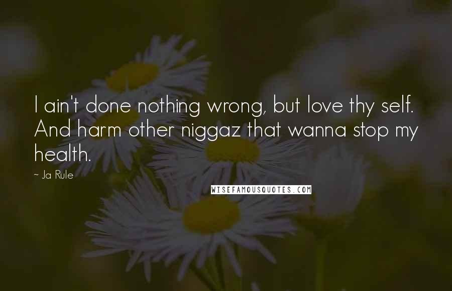 Ja Rule Quotes: I ain't done nothing wrong, but love thy self. And harm other niggaz that wanna stop my health.