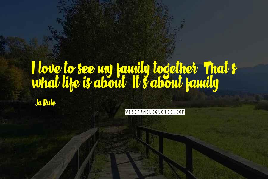 Ja Rule Quotes: I love to see my family together. That's what life is about. It's about family.