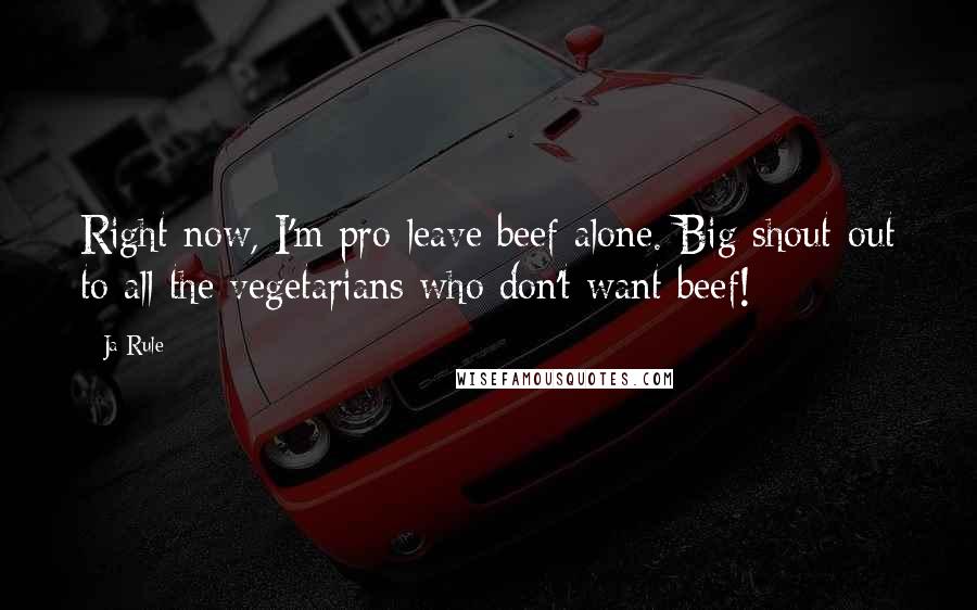 Ja Rule Quotes: Right now, I'm pro-leave beef alone. Big shout-out to all the vegetarians who don't want beef!