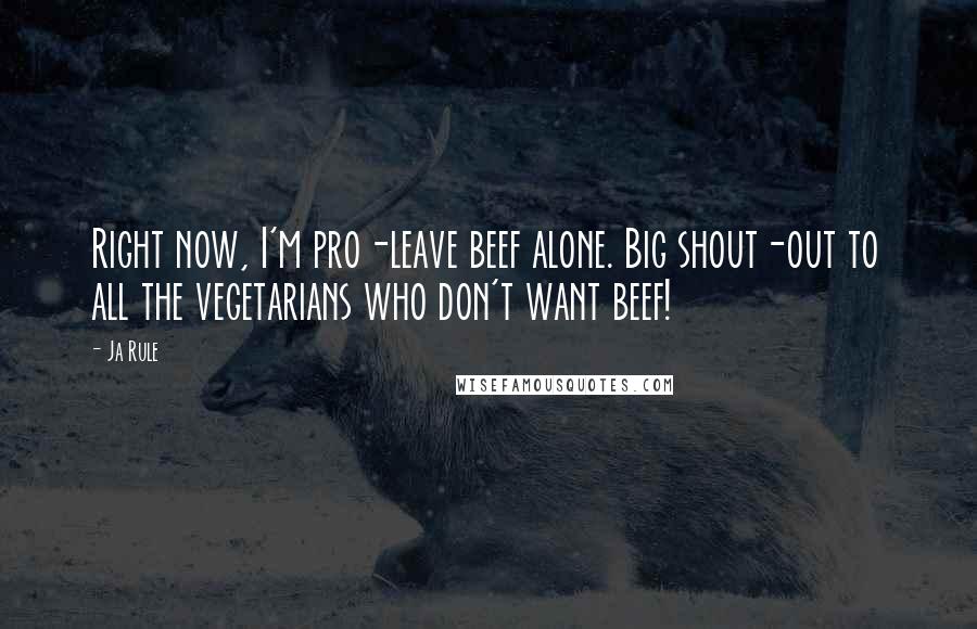 Ja Rule Quotes: Right now, I'm pro-leave beef alone. Big shout-out to all the vegetarians who don't want beef!