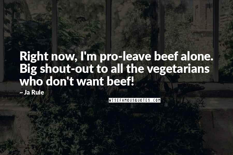 Ja Rule Quotes: Right now, I'm pro-leave beef alone. Big shout-out to all the vegetarians who don't want beef!