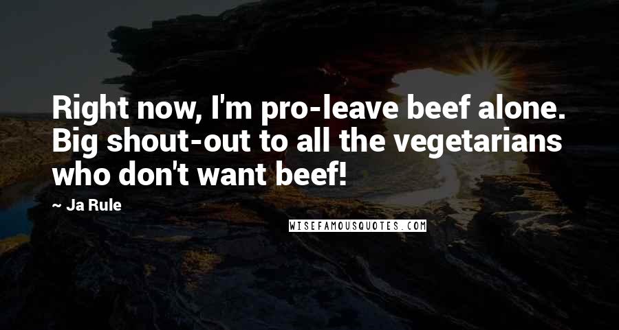 Ja Rule Quotes: Right now, I'm pro-leave beef alone. Big shout-out to all the vegetarians who don't want beef!