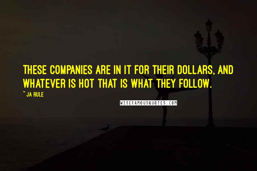Ja Rule Quotes: These companies are in it for their dollars, and whatever is hot that is what they follow.