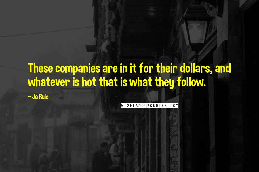 Ja Rule Quotes: These companies are in it for their dollars, and whatever is hot that is what they follow.