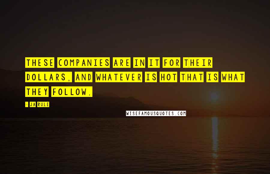 Ja Rule Quotes: These companies are in it for their dollars, and whatever is hot that is what they follow.