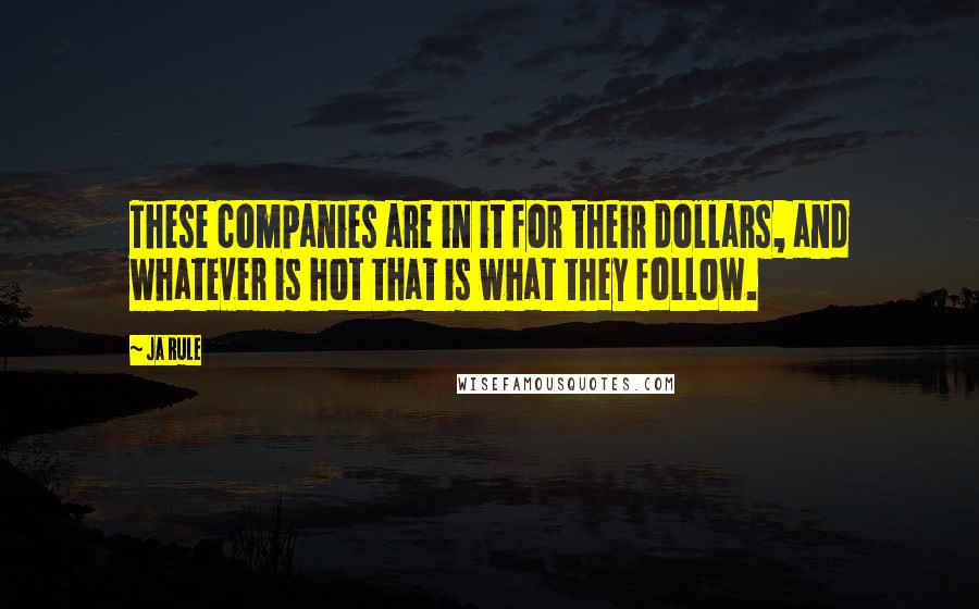 Ja Rule Quotes: These companies are in it for their dollars, and whatever is hot that is what they follow.