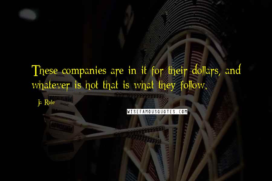 Ja Rule Quotes: These companies are in it for their dollars, and whatever is hot that is what they follow.