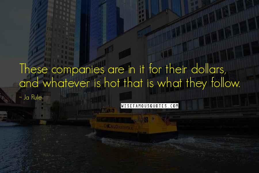 Ja Rule Quotes: These companies are in it for their dollars, and whatever is hot that is what they follow.