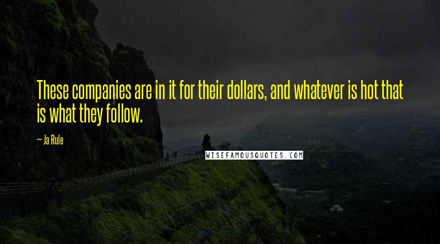 Ja Rule Quotes: These companies are in it for their dollars, and whatever is hot that is what they follow.