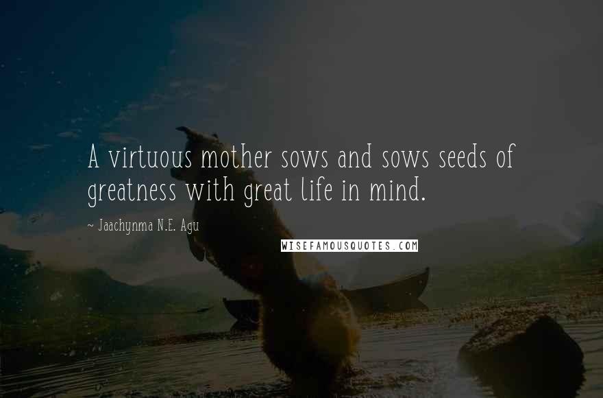Jaachynma N.E. Agu Quotes: A virtuous mother sows and sows seeds of greatness with great life in mind.