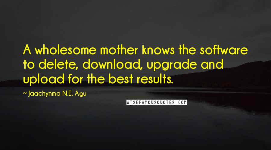 Jaachynma N.E. Agu Quotes: A wholesome mother knows the software to delete, download, upgrade and upload for the best results.