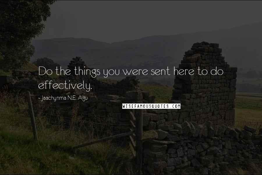Jaachynma N.E. Agu Quotes: Do the things you were sent here to do effectively.