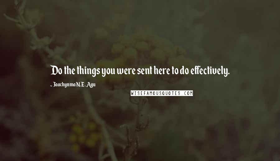 Jaachynma N.E. Agu Quotes: Do the things you were sent here to do effectively.