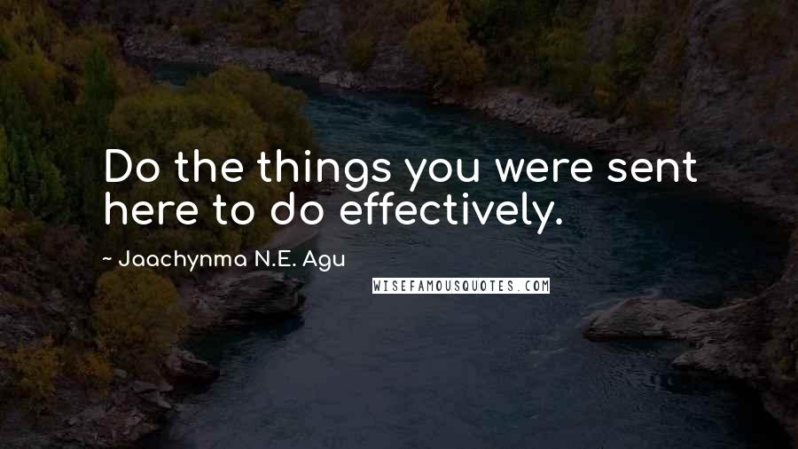 Jaachynma N.E. Agu Quotes: Do the things you were sent here to do effectively.