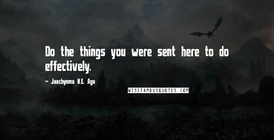 Jaachynma N.E. Agu Quotes: Do the things you were sent here to do effectively.