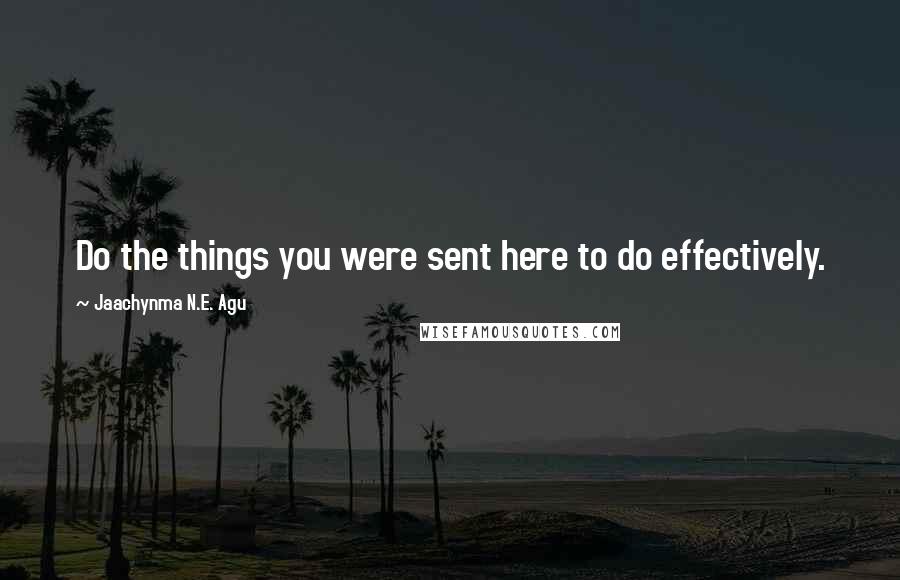 Jaachynma N.E. Agu Quotes: Do the things you were sent here to do effectively.