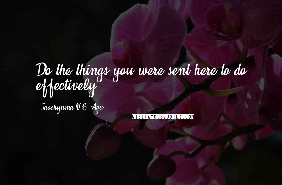 Jaachynma N.E. Agu Quotes: Do the things you were sent here to do effectively.