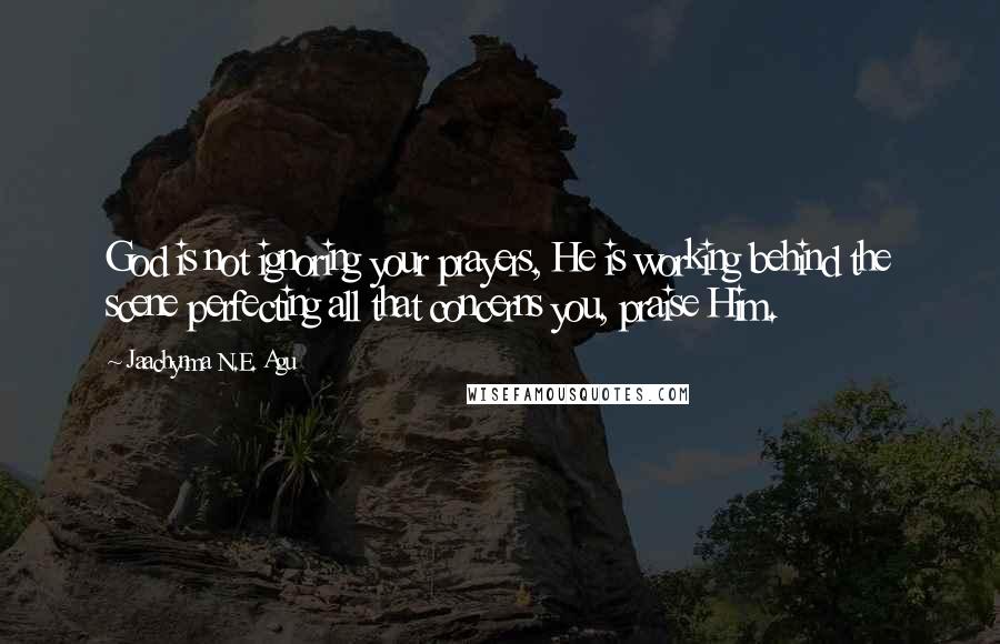 Jaachynma N.E. Agu Quotes: God is not ignoring your prayers, He is working behind the scene perfecting all that concerns you, praise Him.