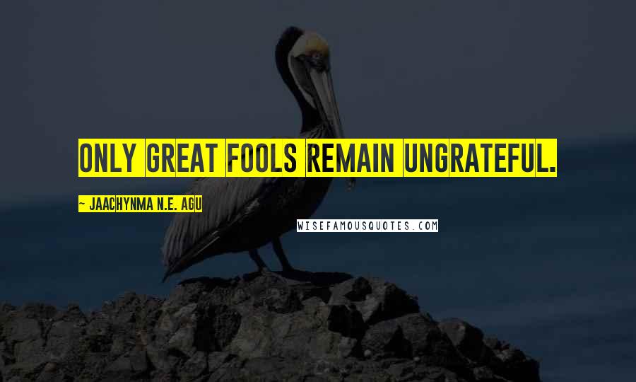 Jaachynma N.E. Agu Quotes: Only great fools remain ungrateful.