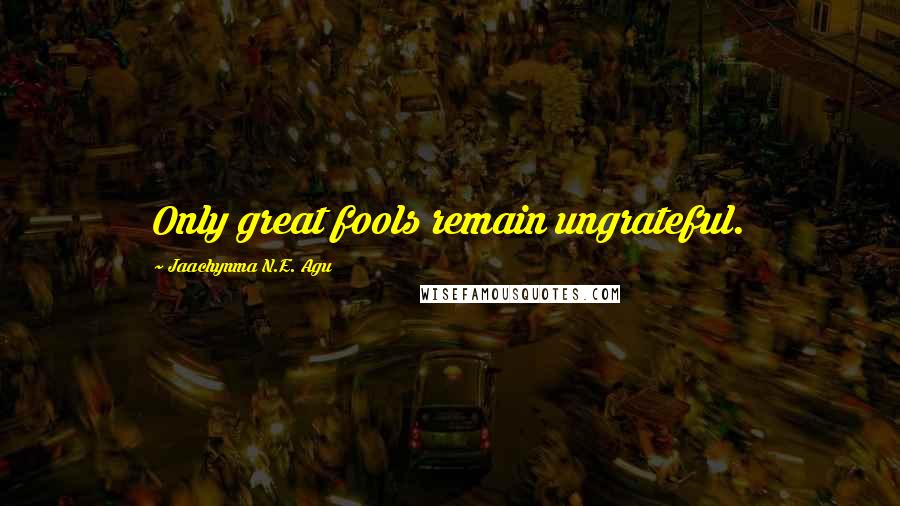 Jaachynma N.E. Agu Quotes: Only great fools remain ungrateful.