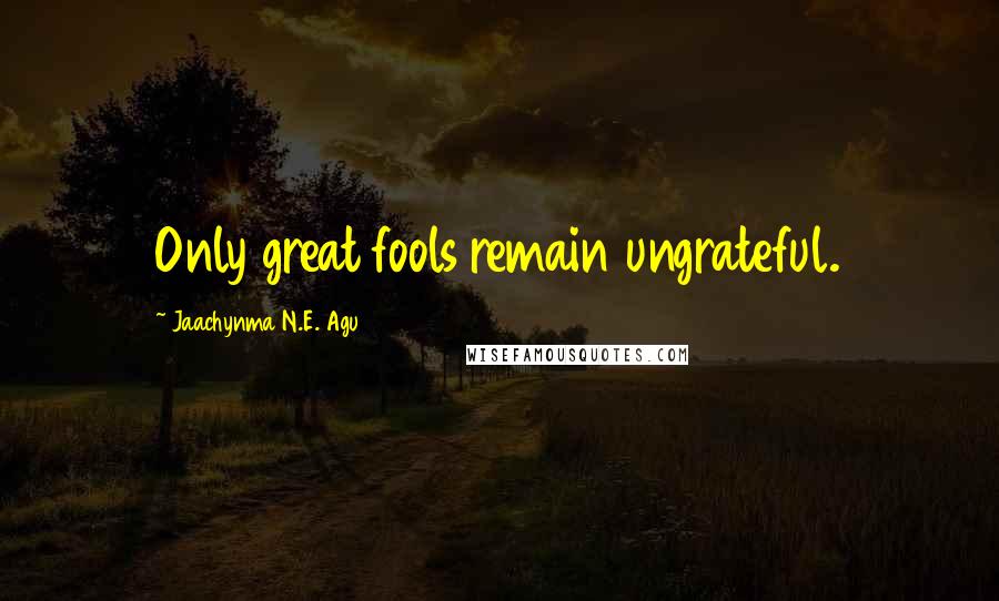 Jaachynma N.E. Agu Quotes: Only great fools remain ungrateful.