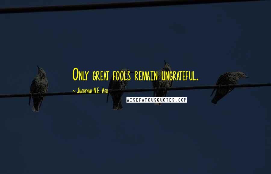 Jaachynma N.E. Agu Quotes: Only great fools remain ungrateful.