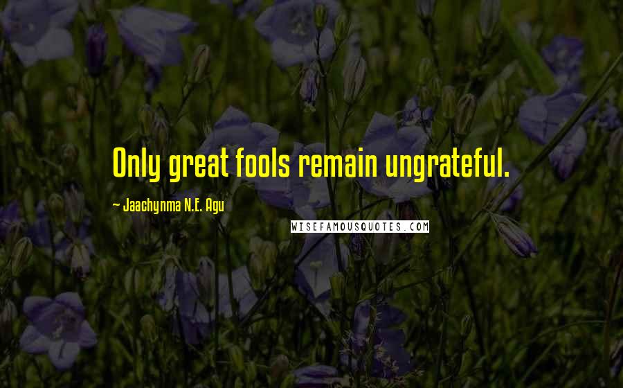 Jaachynma N.E. Agu Quotes: Only great fools remain ungrateful.