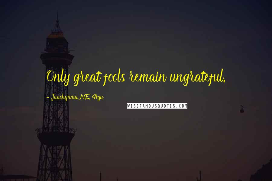 Jaachynma N.E. Agu Quotes: Only great fools remain ungrateful.