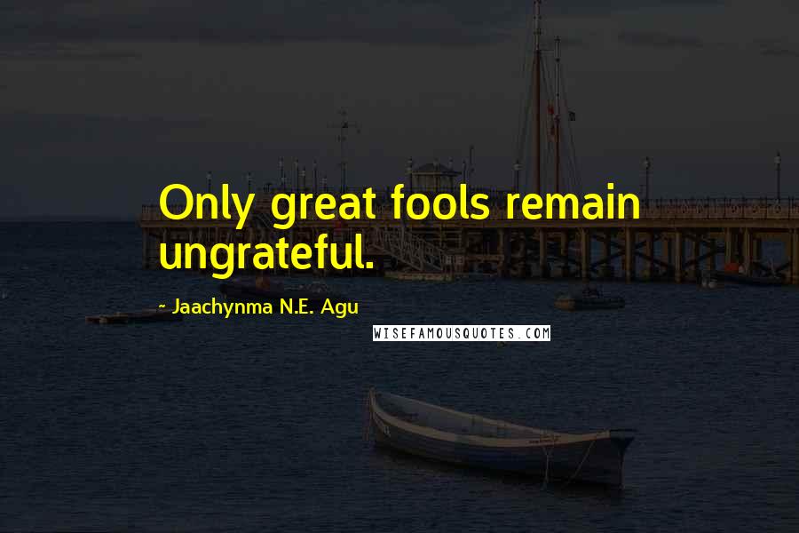 Jaachynma N.E. Agu Quotes: Only great fools remain ungrateful.