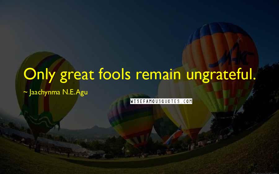 Jaachynma N.E. Agu Quotes: Only great fools remain ungrateful.