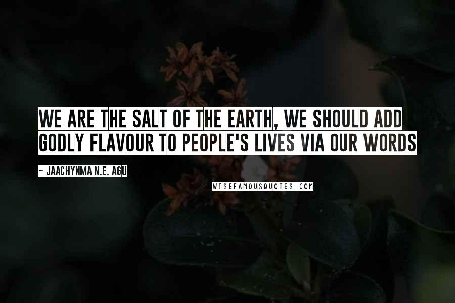 Jaachynma N.E. Agu Quotes: We Are The Salt Of The Earth, We should Add Godly Flavour to People's Lives via Our Words