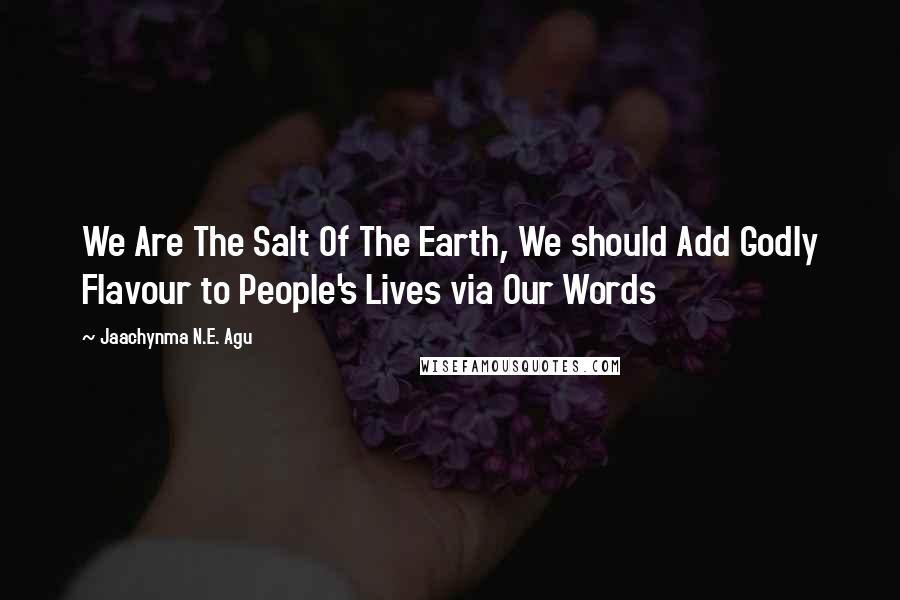 Jaachynma N.E. Agu Quotes: We Are The Salt Of The Earth, We should Add Godly Flavour to People's Lives via Our Words