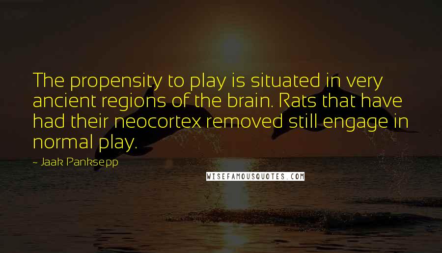 Jaak Panksepp Quotes: The propensity to play is situated in very ancient regions of the brain. Rats that have had their neocortex removed still engage in normal play.