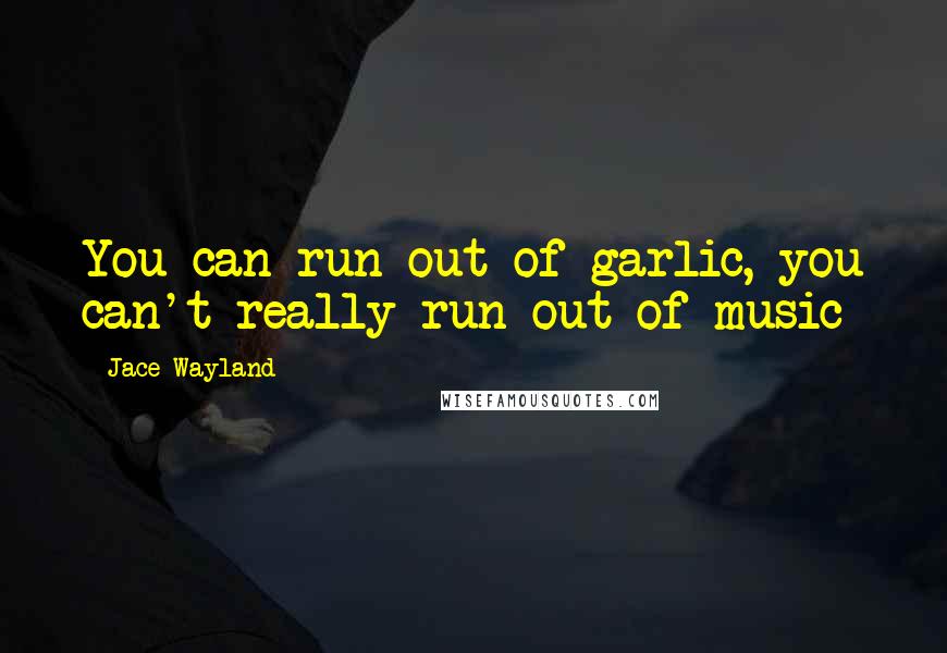 Jace Wayland Quotes: You can run out of garlic, you can't really run out of music